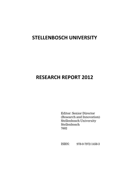 Stellenbosch University Research Report 2012