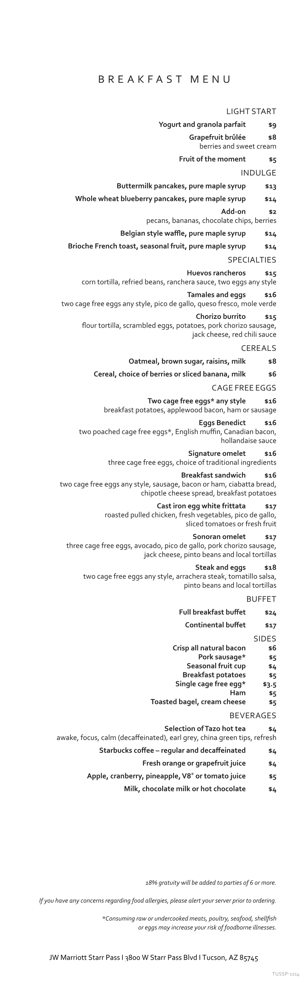 Breakfast Menu