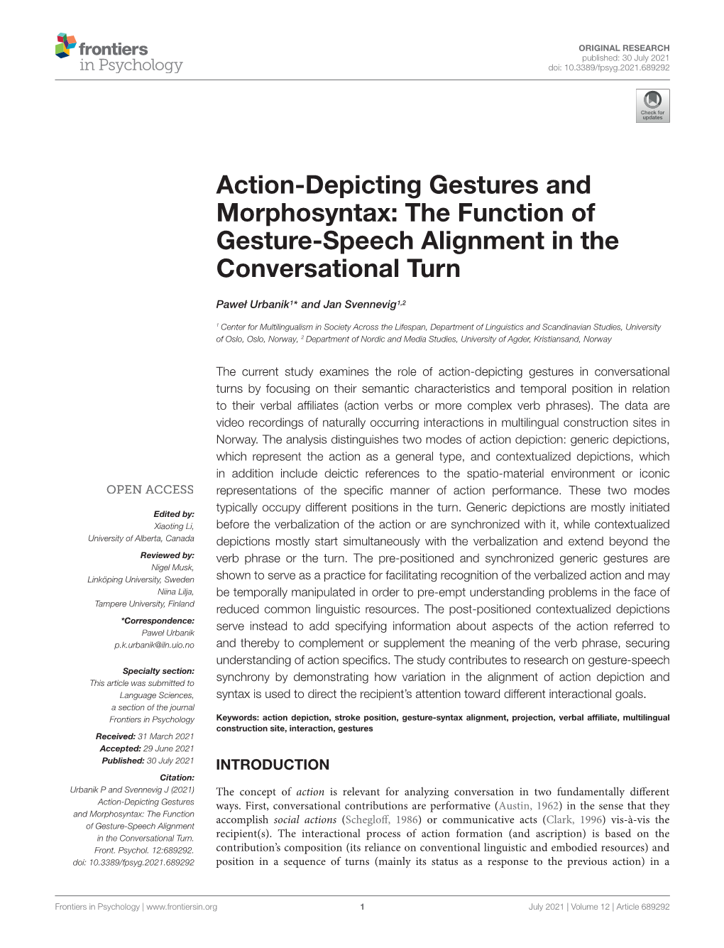 The Function of Gesture-Speech Alignment in the Conversational Turn