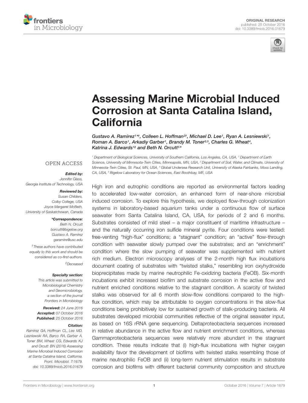 Assessing Marine Microbial Induced Corrosion at Santa Catalina Island, California