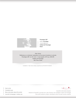 Implications for the Study of Emotions in Animals Psicologia USP, Vol