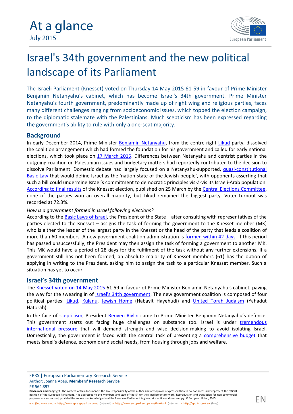 Briefing European Parliamentary Research Service