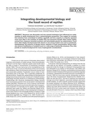 Integrating Developmental Biology and the Fossil Record of Reptiles
