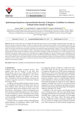 Spatiotemporal Patterns of Ground Beetle Diversity (Coleoptera: Carabidae) in a Ramsar Wetland (Chott Tinsilt) of Algeria