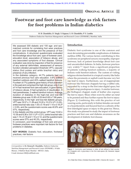 Footwear and Foot Care Knowledge As Risk Factors for Foot Problems in Indian Diabetics