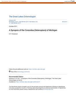 A Synopsis of the Coreoidea (Heteroptera) of Michigan