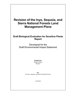 Draft Biological Evaluation for Sensitive Plants Report