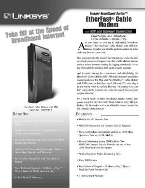 Etherfast® Cable Modem Take Off at the Speed of Broadband Internet