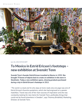 To Mexico in Estrid Ericson's Footsteps – New Exhibition at Svenskt Tenn