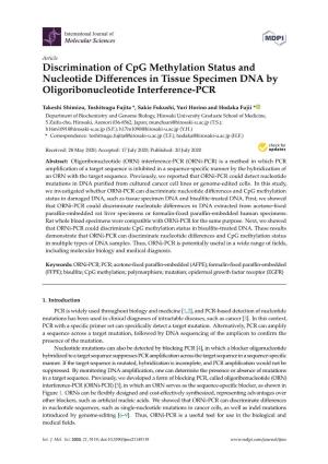 Discrimination of Cpg Methylation Status and Nucleotide Differences in Tissue Specimen DNA by Oligoribonucleotide Interference-P