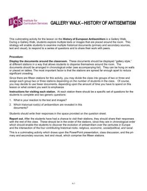 Gallery Walk – History of Antisemitism
