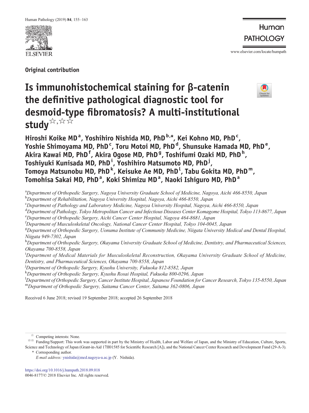 Is Immunohistochemical Staining for Β-Catenin the Definitive Pathological