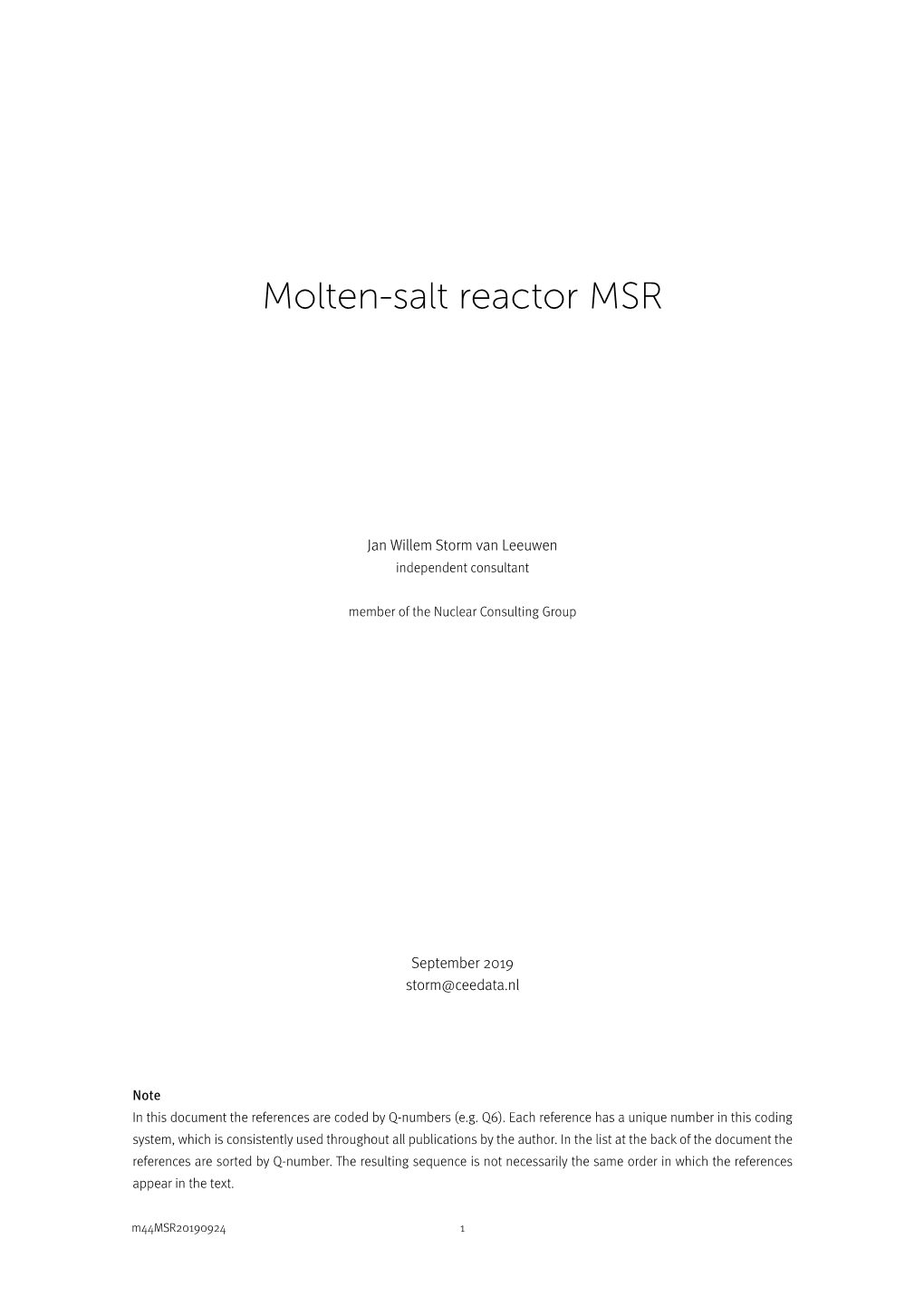 Molten-Salt Reactor MSR
