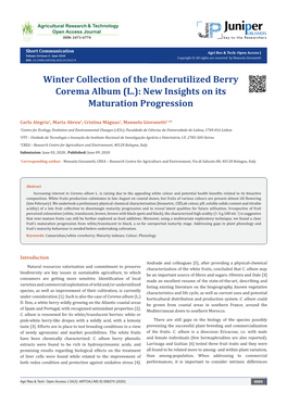 Winter Collection of the Underutilized Berry Corema Album (L.): New Insights on Its Maturation Progression