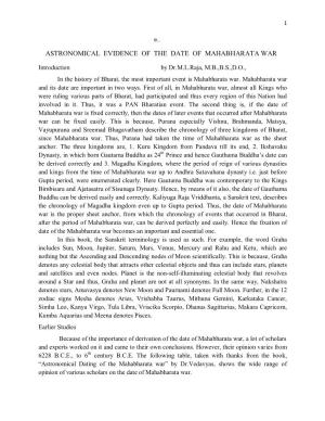 Astronomical Evidence of the Date of Mahabharata War