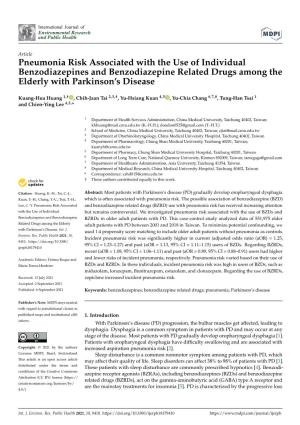 Pneumonia Risk Associated with the Use of Individual Benzodiazepines and Benzodiazepine Related Drugs Among the Elderly with Parkinson’S Disease