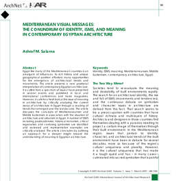 Mediterranean Visual Messages: the Conundrum of Identity, Isms, and Meaning in Contemporary Egyptian Architecture