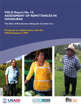 ASSESSMENT of REMITTANCES in HONDURAS the Role of Remittances Along the Corredor Seco October 2013