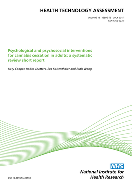 Psychological and Psychosocial Interventions for Cannabis Cessation in Adults: a Systematic Review Short Report