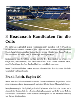 3 Headcoach Kandidaten Für Die Colts