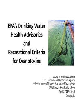 EPA's Drinking Water Health Advisories and Recreational