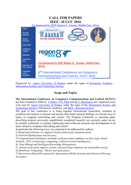 CALL for PAPERS IEEE - ICCCC 2016 Co-Sponsored by IEEE Region 8 - Europe, Middle East, Africa