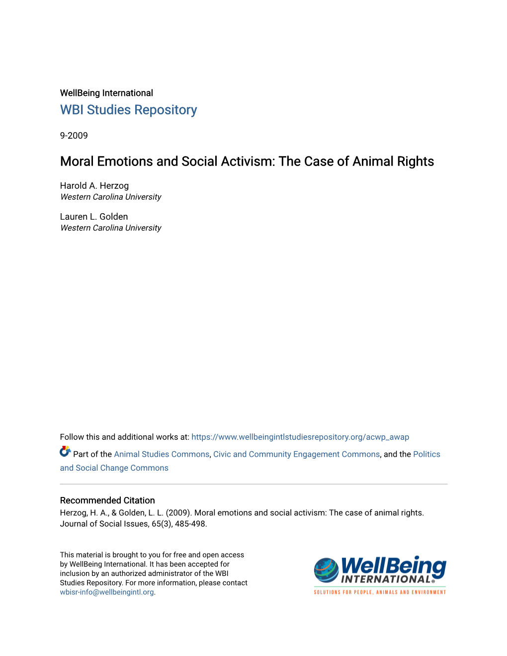 Moral Emotions and Social Activism: the Case of Animal Rights