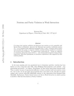 Neutrino and Parity Violation in Weak Interaction