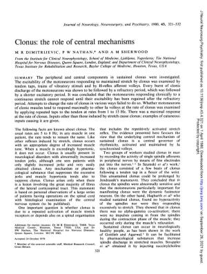 Clonus: the Role of Central Mechanisms