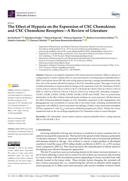 The Effect of Hypoxia on the Expression of CXC Chemokines and CXC Chemokine Receptors—A Review of Literature