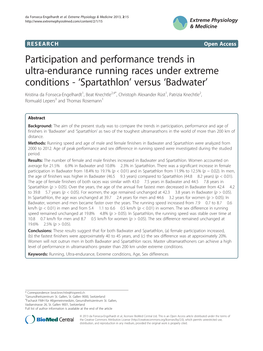 Participation and Performance Trends in Ultra-Endurance Running Races
