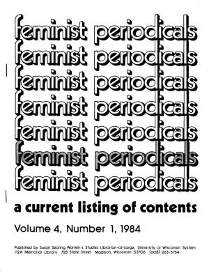 A Current Listing of Contents Volume 4, Number 1, 1984