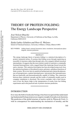 THEORY of PROTEIN FOLDING: the Energy Landscape Perspective