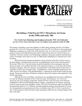 PRESS RELEASE Revisiting a Vital Era in NYC's