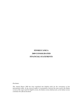 Finmeccanica 2009 Consolidated Financial Statements