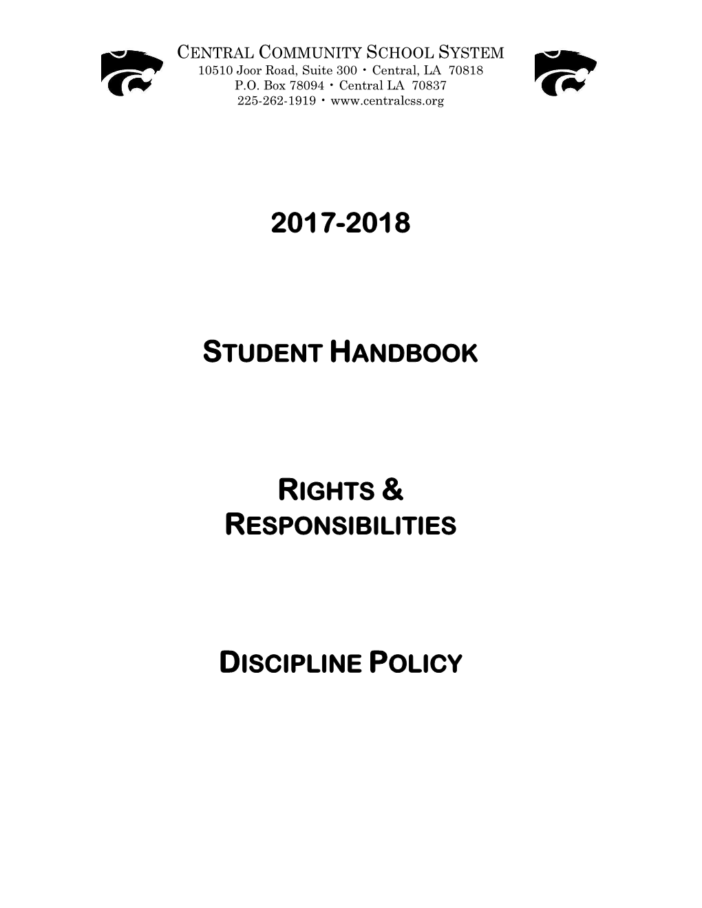 Student Handbook Rights & Responsibilities Discipline