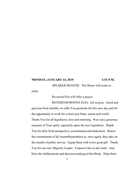 1 Monday, January 14, 2019 1:51 Pm Speaker Heastie