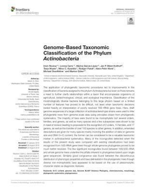 Genome-Based Taxonomic Classification of the Phylum