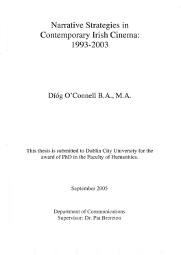 Narrative Strategies in Contemporary Irish Cinema: 1993-2003