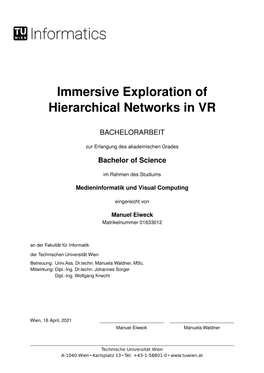 Immersive Exploration of Hierarchical Networks in VR