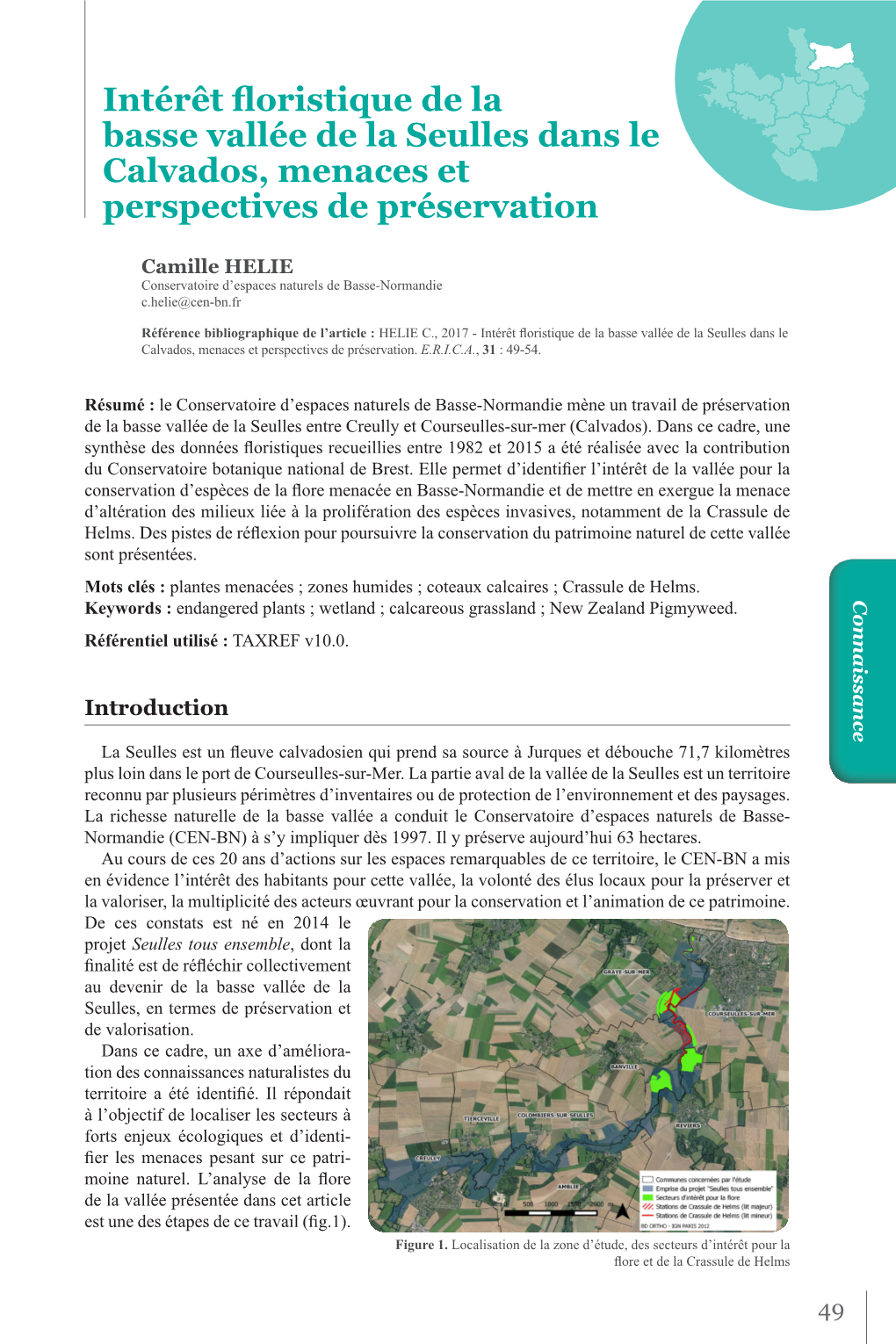 Intérêt Floristique De La Basse Vallée De La Seulles Dans Le Calvados, Menaces Et Perspectives De Préservation