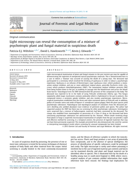 Light Microscopy Can Reveal the Consumption of a Mixture of Psychotropic Plant and Fungal Material in Suspicious Death