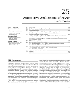 Automotive Applications of Power Electronics