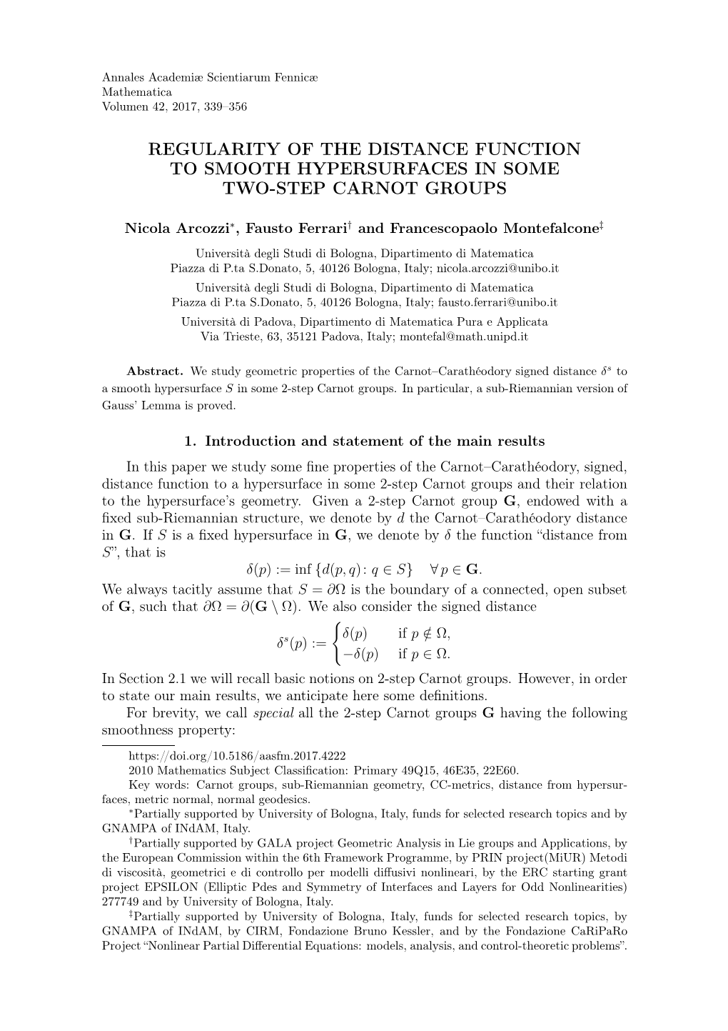 Regularity of the Distance Function to Smooth Hypersurfaces in Some Two-Step Carnot Groups