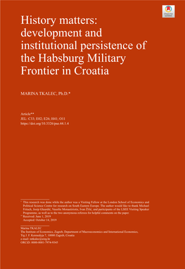 Development and Institutional Persistence of the Habsburg Military Frontier in Croatia