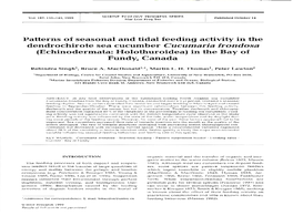 Patterns of Seasonal and Tidal Feeding Activity in the Dendrochirote Sea Cucumber Cucumaria Frondosa (Echinodermata: Holothuroidea) in the Bay of Fundy, Canada