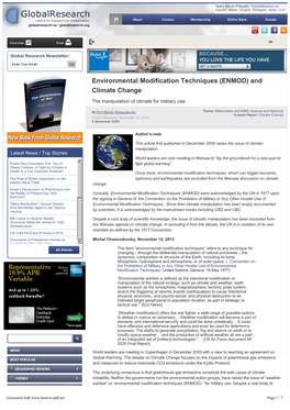 Environmental Modification Techniques (ENMOD) and Climate Change