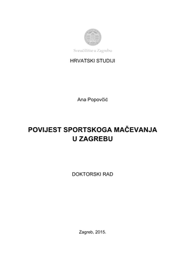 Povijest Sportskoga Mačevanja U Zagrebu