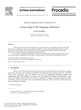 Using Songs in the Language Classroom