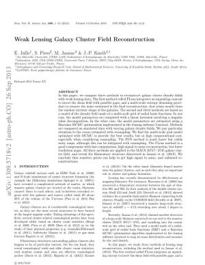 Weak Lensing Galaxy Cluster Field Reconstruction